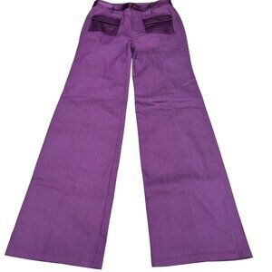 NEW 5a7 Cinq a Sept Peyton Faux Leather Trim Jean Women's Wide Legs, Size 8 NWOT